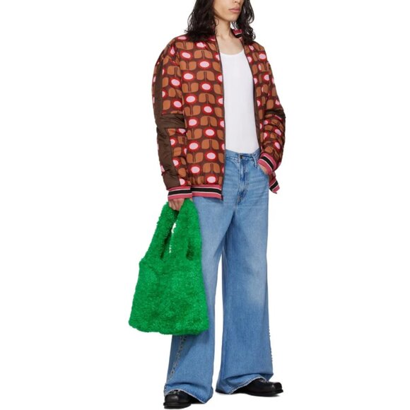 Anna Sui Women's Caramel Multi Full Zip Stand Up Collar Puffer Jacket Size S - Picture 4 of 7